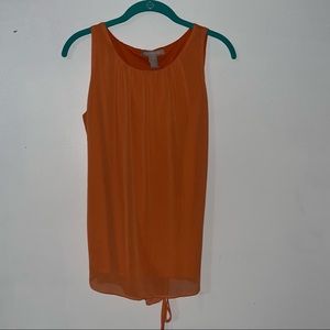 BANANA REPUBLIC Women Pleated Sleeveless Blouse Orange Tie Waist Petite Small
